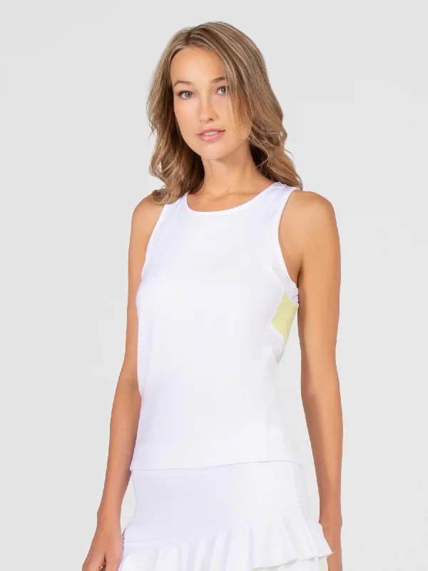 Easygoing Style Phoebe Tennis & Active Tank - White/Zest