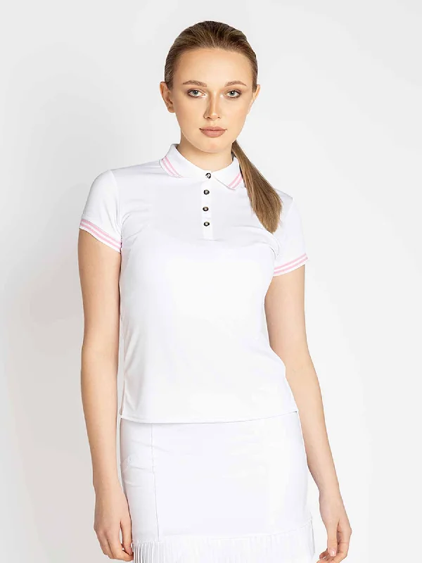 Fashion Must-have Riley Performance Short Sleeve Polo - White/Plumeria