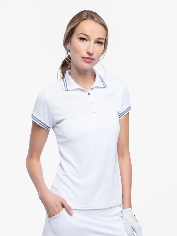 Sweet Style Riley Performance Short Sleeve Polo - White/Granite