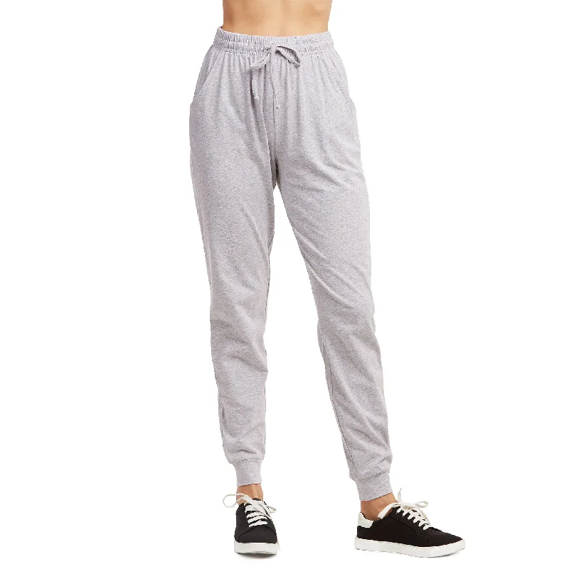 Urban Style LADIES SINGLE JERSEY COTTON JOGGER PANTS WITH POCKETS (SJC7000_H.GRY)