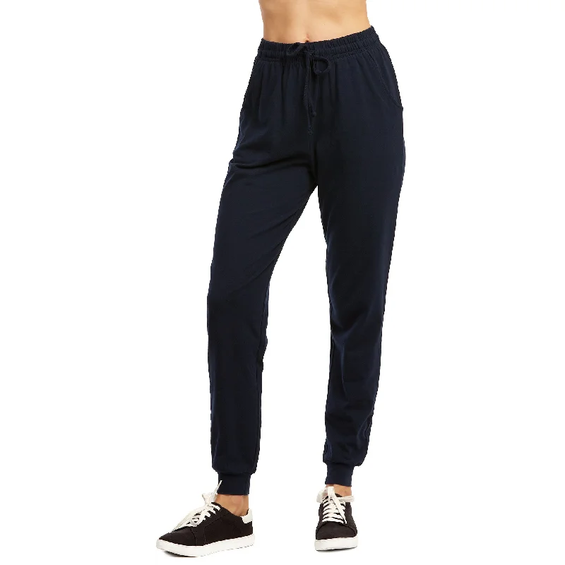 Exquisite Design LADIES SINGLE JERSEY COTTON JOGGER PANTS WITH POCKETS (SJC7000_NAVY)