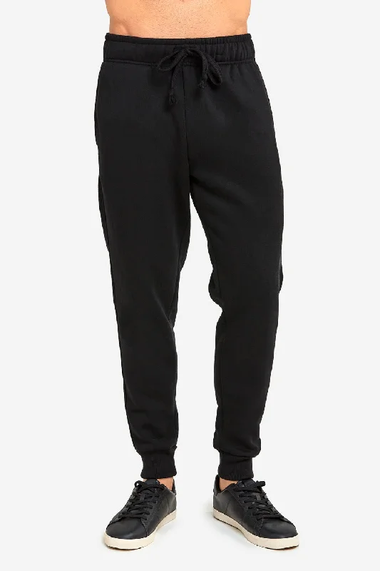 Relaxed Wear KNOCKER MEN'S HEAVY WEIGHT JOGGER FLEECE SWEATPANTS (SP1100_BLACK)