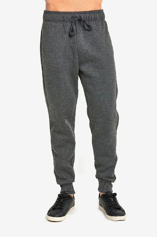 Breezy Style KNOCKER MEN'S HEAVY WEIGHT JOGGER FLEECE SWEATPANTS (SP1100_CH/GR)