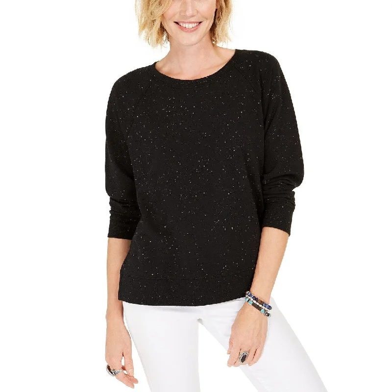 Style & Co Women's Speckled Sweatshirt Black Size X-Large