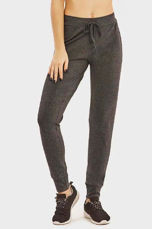 Celebrity Style LADIES LIGHTWEIGHT COTTON JOGGER PANTS WITH POCKETS (SWP401_CHC-GR)