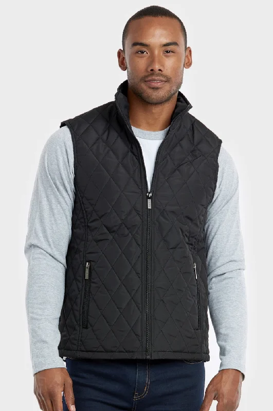 ET|TU MEN'S DIAMOND QUILTED PUFFER VEST (TAV500E_BLACK)