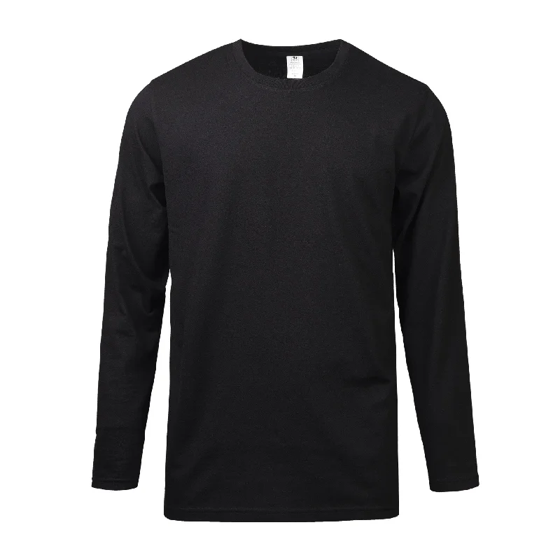 Simple Design MEN'S CLASSIC CREW NECK LONG SLEEVES T-SHIRT (TR525) - BLACK/H.GREY/WHITE