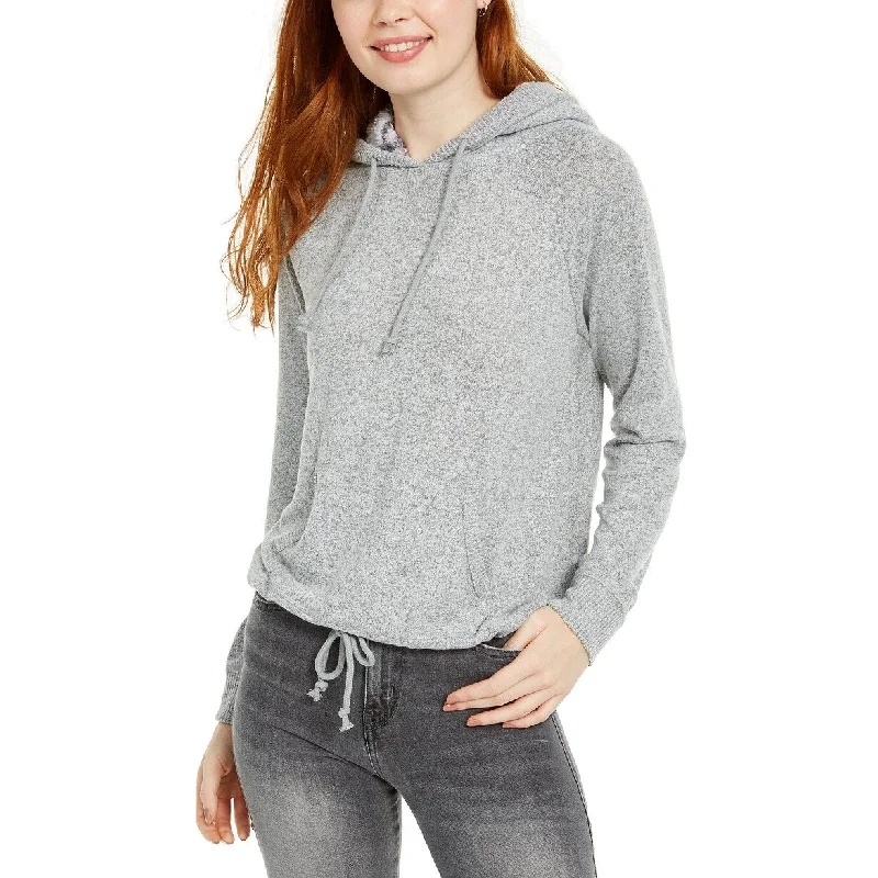 Ultra Flirt Juniors' Sherpa Lined Hoodie Gray Size Medium - M