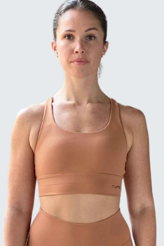 Luxury Temperament W SunSoft Stringy Crop Top Bra - Apricot