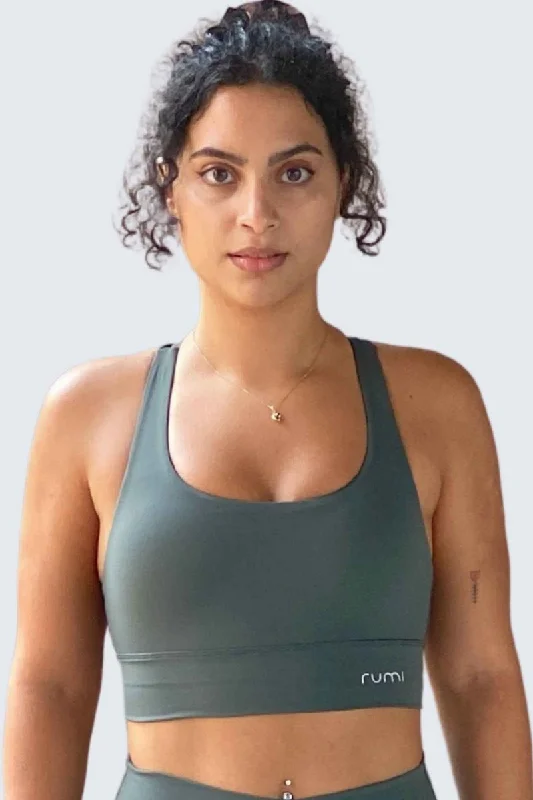 Classic Retro W SunSoft Stringy Crop Top Bra - Forest Deep