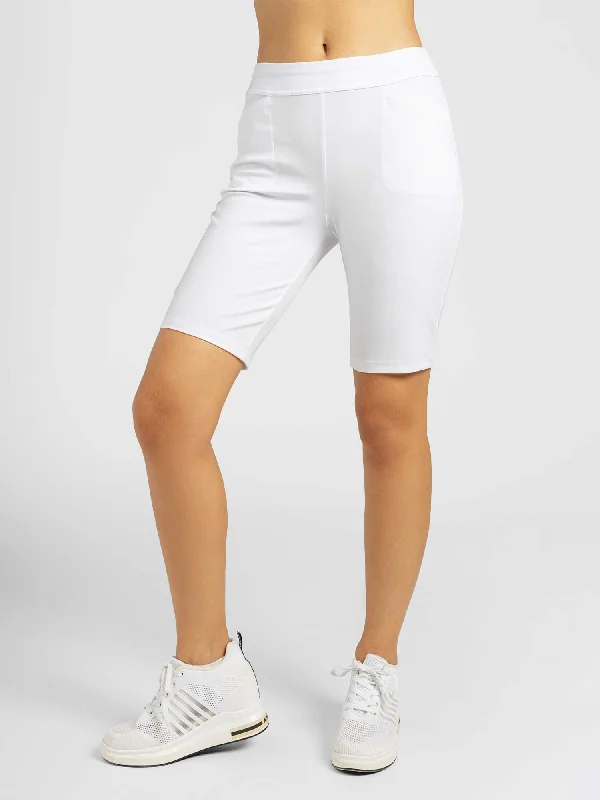 College Style Women's Classic 9" Slender Short - White