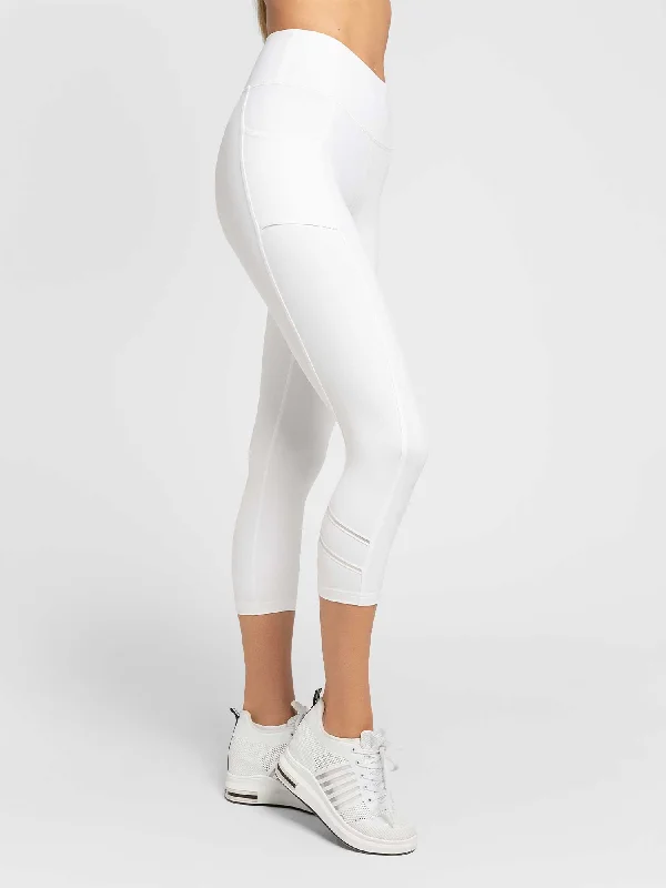 Mid-length Style Zone Capri Legging - White/Silver