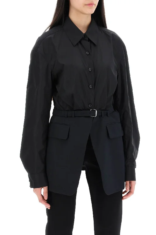 Relaxed Style Alexander Wang Bimaterial Jacket With Belt