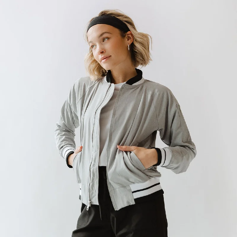 Heather Light Grey Bomber Jacket