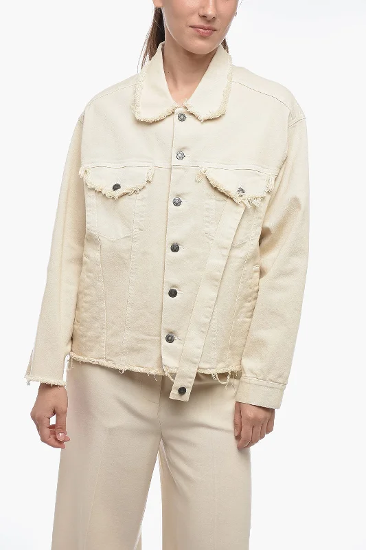 Cool Summer Julfer Dropped Shoulder Denim Jacket with Fringed Detail