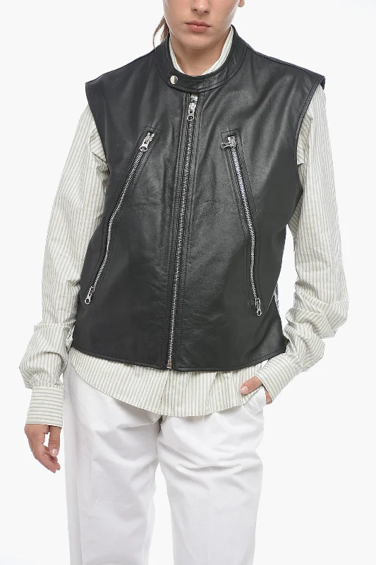 Chic Outfits Maison Margiela MM6 Quilted Leather Biker Waistcoat
