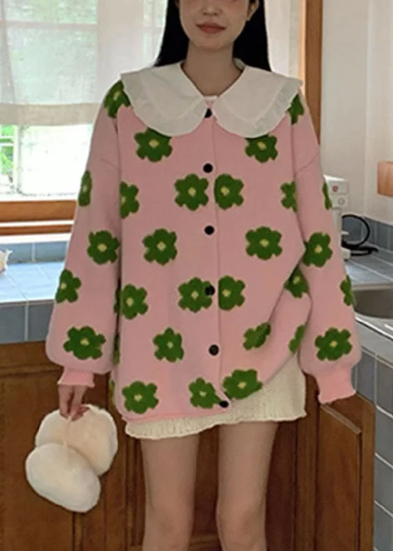 Elegant And Elegant Pink Cozy Cotton Knit Sweater Coats Fall