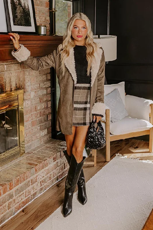 Multifunctional Style Salem Snuggles Faux Suede Coat In Martini Olive