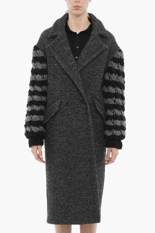 Innovative Design Tu Lizé Double Breasted Coat with Crochet Sleeve