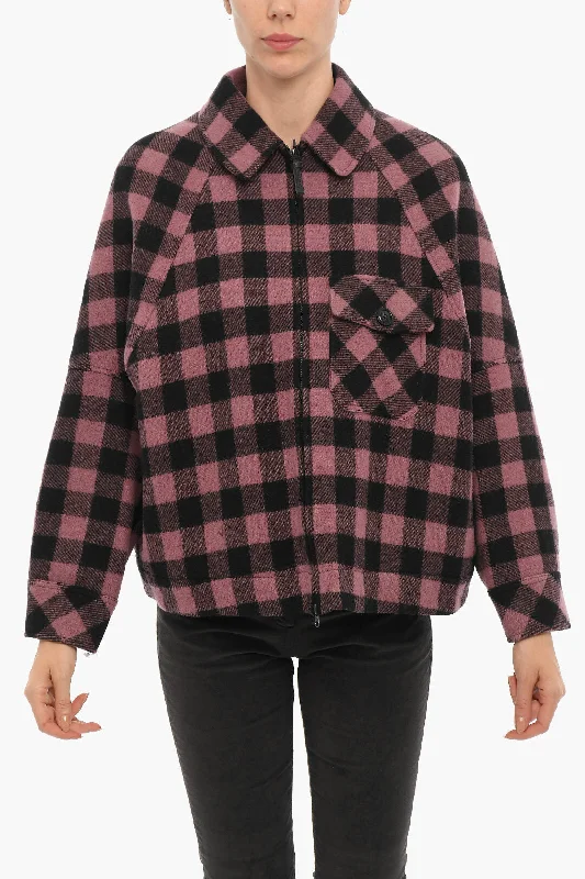 Weekend Style Woolrich Two-Tone Buffalo Checked Jacket with Zip Closure and Breast