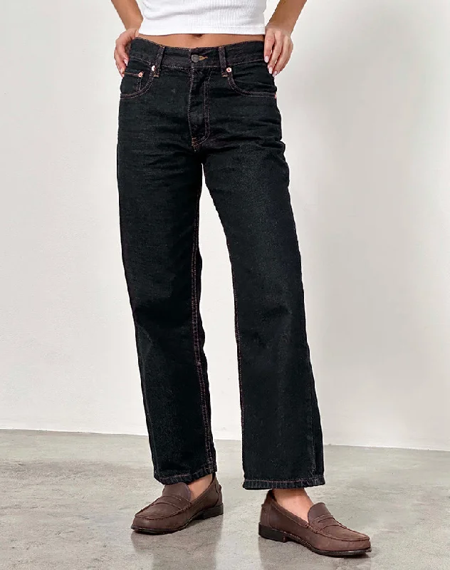 Relaxed Fashion Mid Rise Awkward Parallel Jeans in Indigo