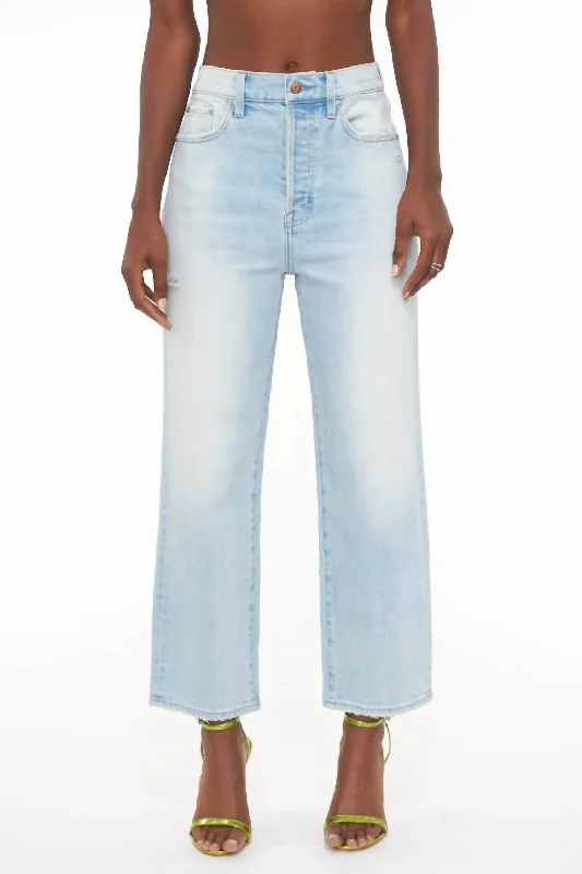 Breezy Style Cassie Crop Super High Rise Straight Crop Jeans In Palisade Vintage