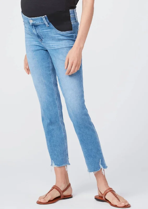 Elegant Comfort Cindy-Mel Maternity Destroyed Hem Jean In Medium Wash