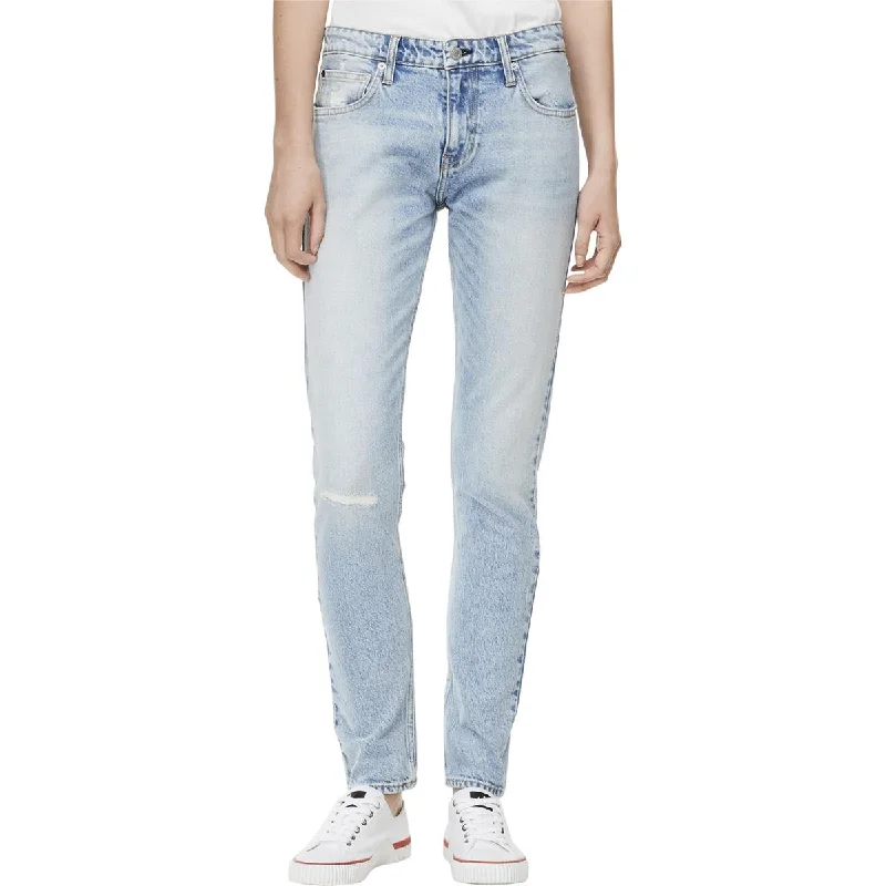 Luxury And Elegant CKJ 021 Womens Mid-Rise Light Wash Slim Leg Jeans