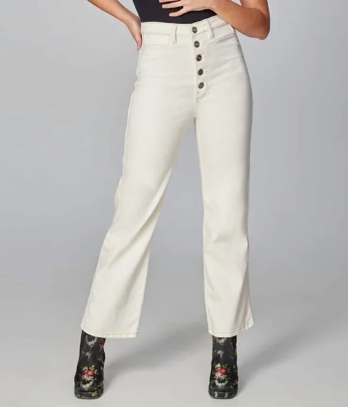 Elegant Wear High Rise Loose Jeans In Ivory