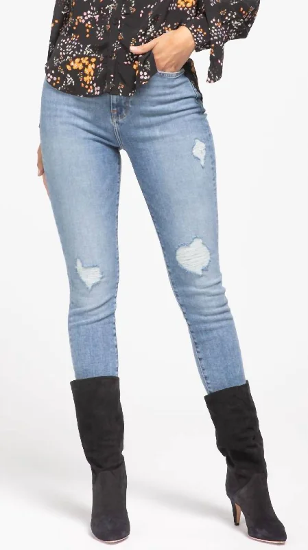 Unique Fashion High Waist Ankle Skinny Jean In Light Wash