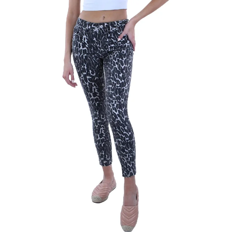 Jackie Womens Animal Print Skinny High-Waist Jeans