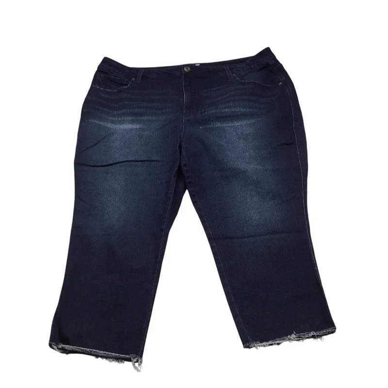 Slim Fit Jeans Cropped By Terra & Sky In Blue Denim, Size: 22