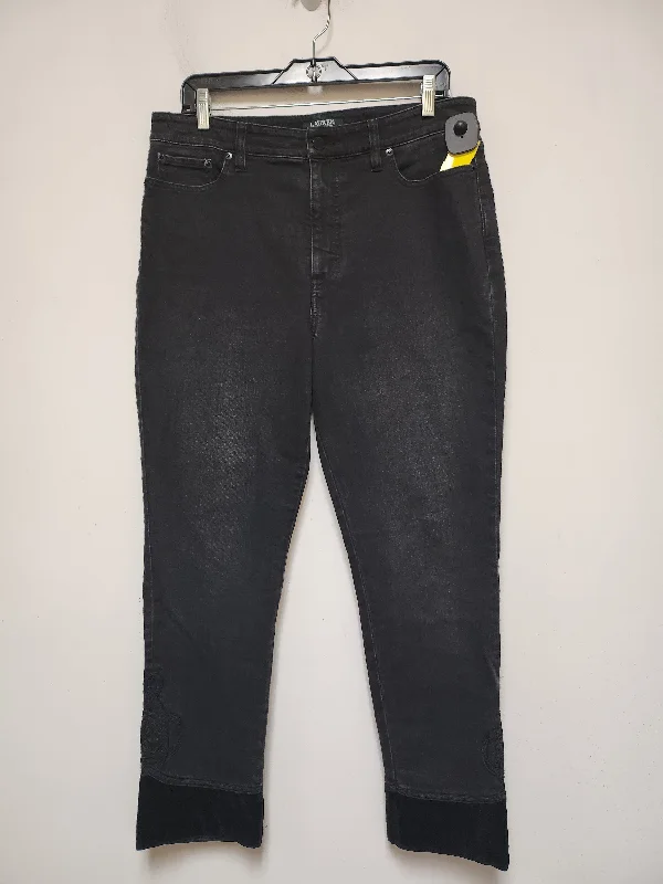 Breezy Style Jeans Straight By Lauren By Ralph Lauren In Black Denim, Size: 12
