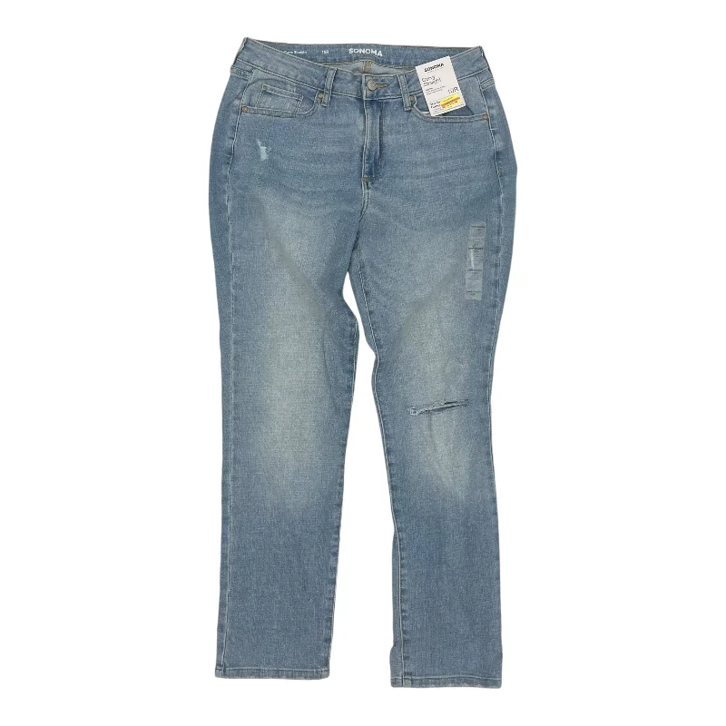 Breezy Comfort Jeans Straight By Sonoma In Blue Denim, Size:10