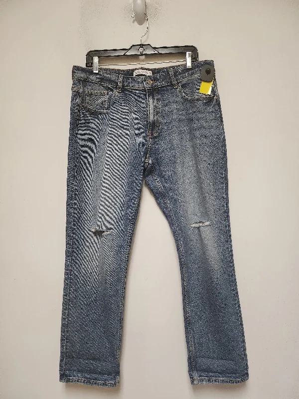 Simple Design Jeans Straight By Zara In Blue Denim, Size: 12