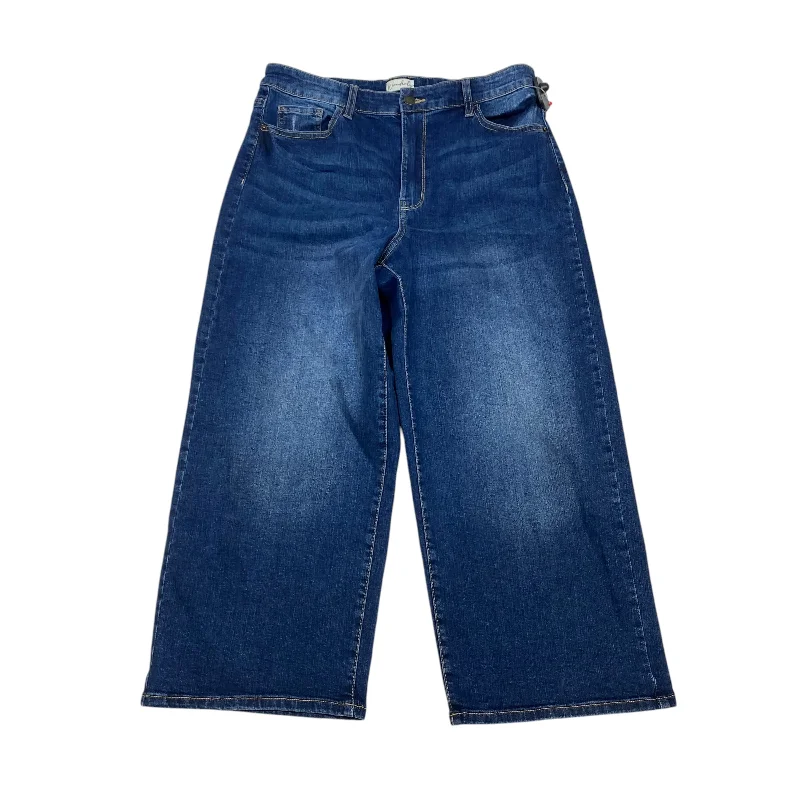 Cool Breeze At Night Jeans Wide Leg By Wonderly In Blue Denim, Size: 12
