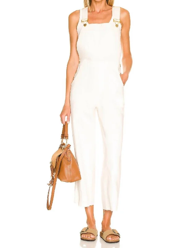 Youthful Vitality Marfa Overall In Off White Denim