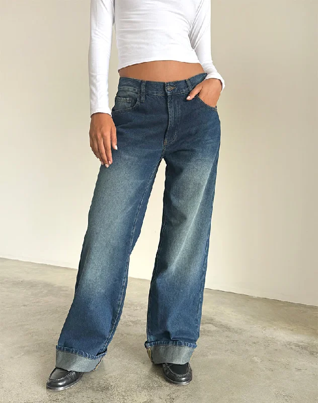 Cozy Fit Wear Oversized Dad Low Rise Jeans in Dark Vintage