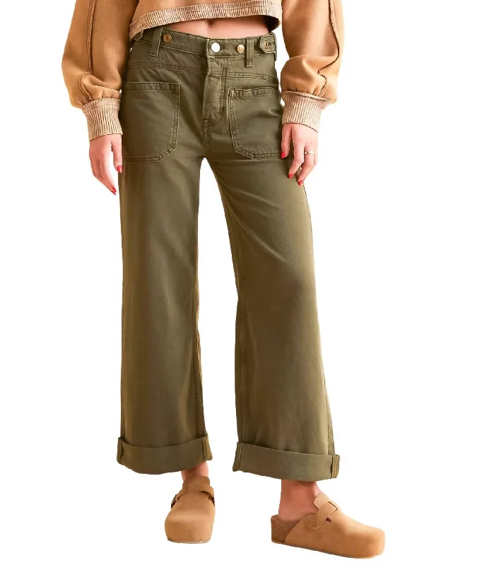 Elegant Style Palmer Cuffed Jean In Army