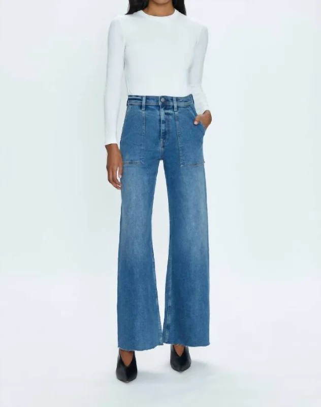 Comfortable And Simple Penny High Rise Wide Leg Jean In Canal