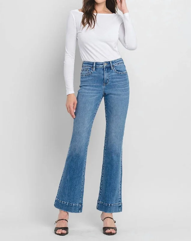 Effortless Wear Relaxed Flare Jeans In Denim