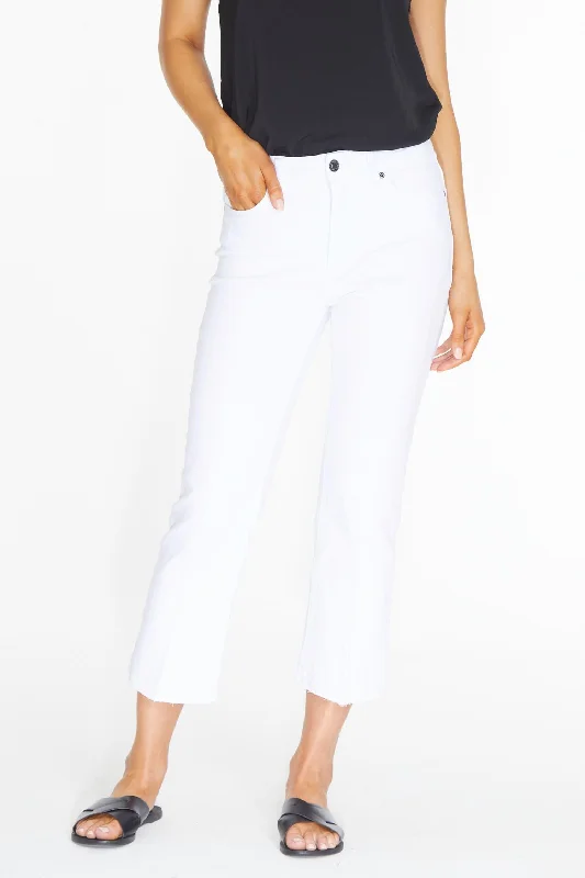 Trendy Wear Released Hem Crop Jean In White