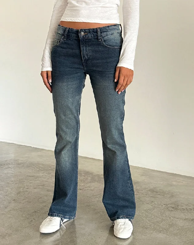 Relaxed Chic Rigid Low Rise Flare Jeans in Dark Vintage