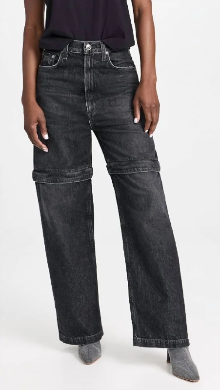 Easygoing Fashion Risha Zip Utility Jean In Sin