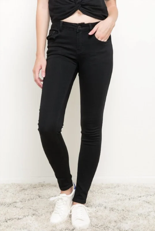 Minimal Style Stretchy Skinny Jeans In Black