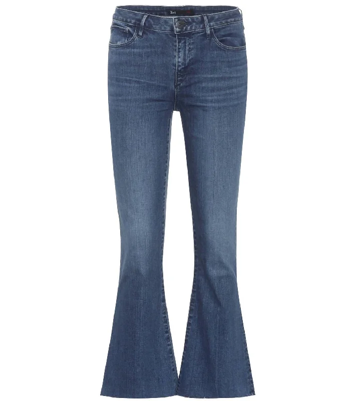 Easygoing Outfits Women's W25 Midway Extreme Cropped Jeans Fringed Edges Denim Pants In Blue