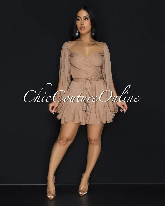 Levy Toffee Cut-Out Sleeves Romper