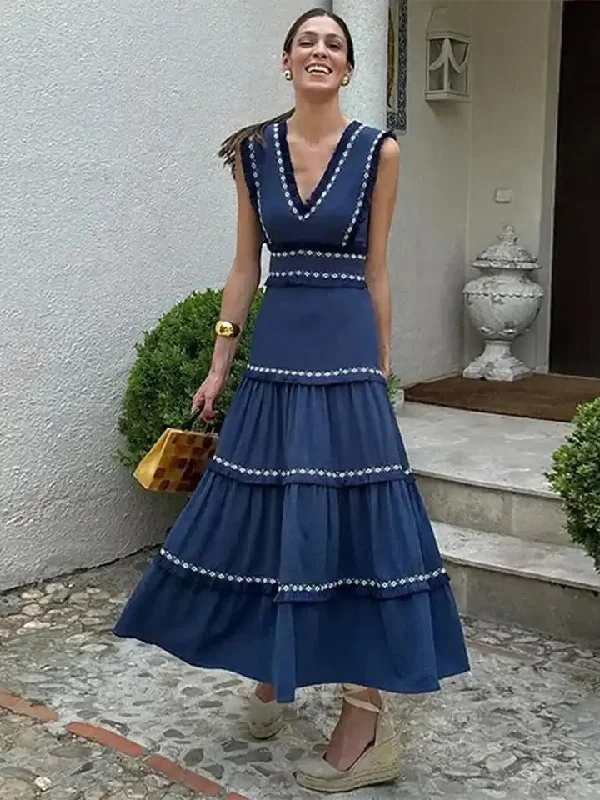 Easy Chic Rapunzel Cotton Summer Dress in Blue - Luxe Collection