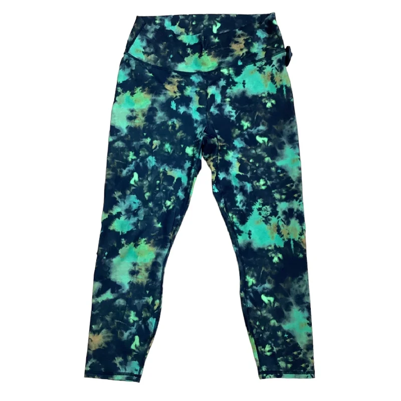 Comfy Layers Black & Green Athletic Leggings Fabletics, Size Xl