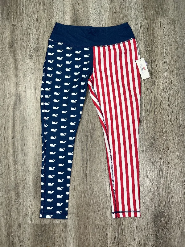 Feminine Charm Blue Red & White Athletic Leggings Vineyard Vines, Size S